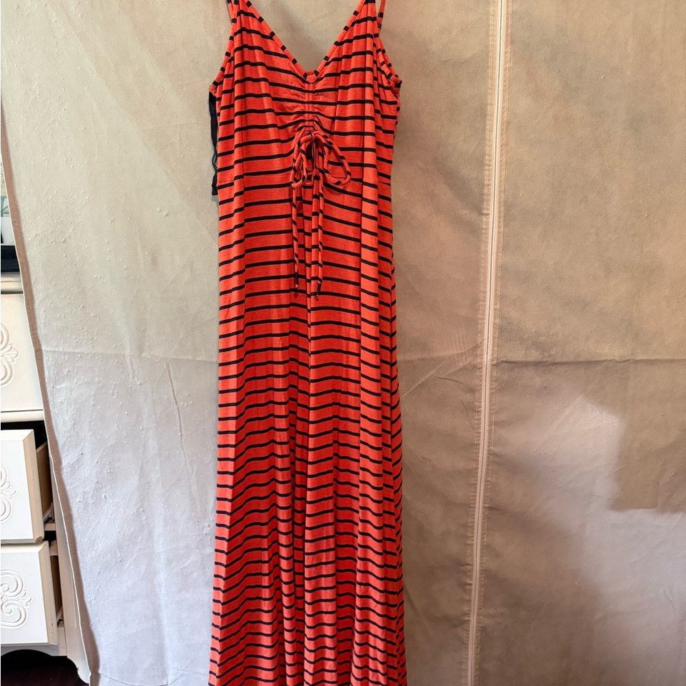 Anthropologie Red and Black Striped Jumpsuit - Picture 4 of 7